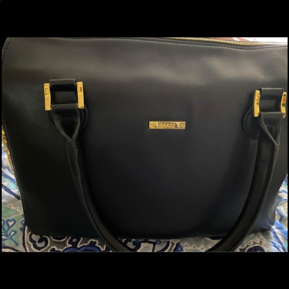 Iman black/gold studded purse